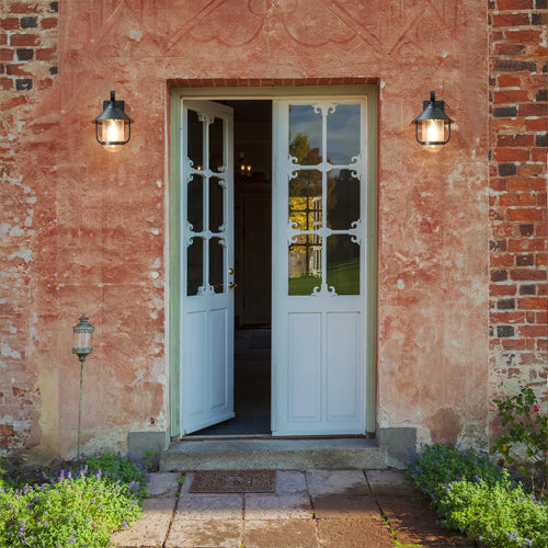 outdoor wall lights on brick wall