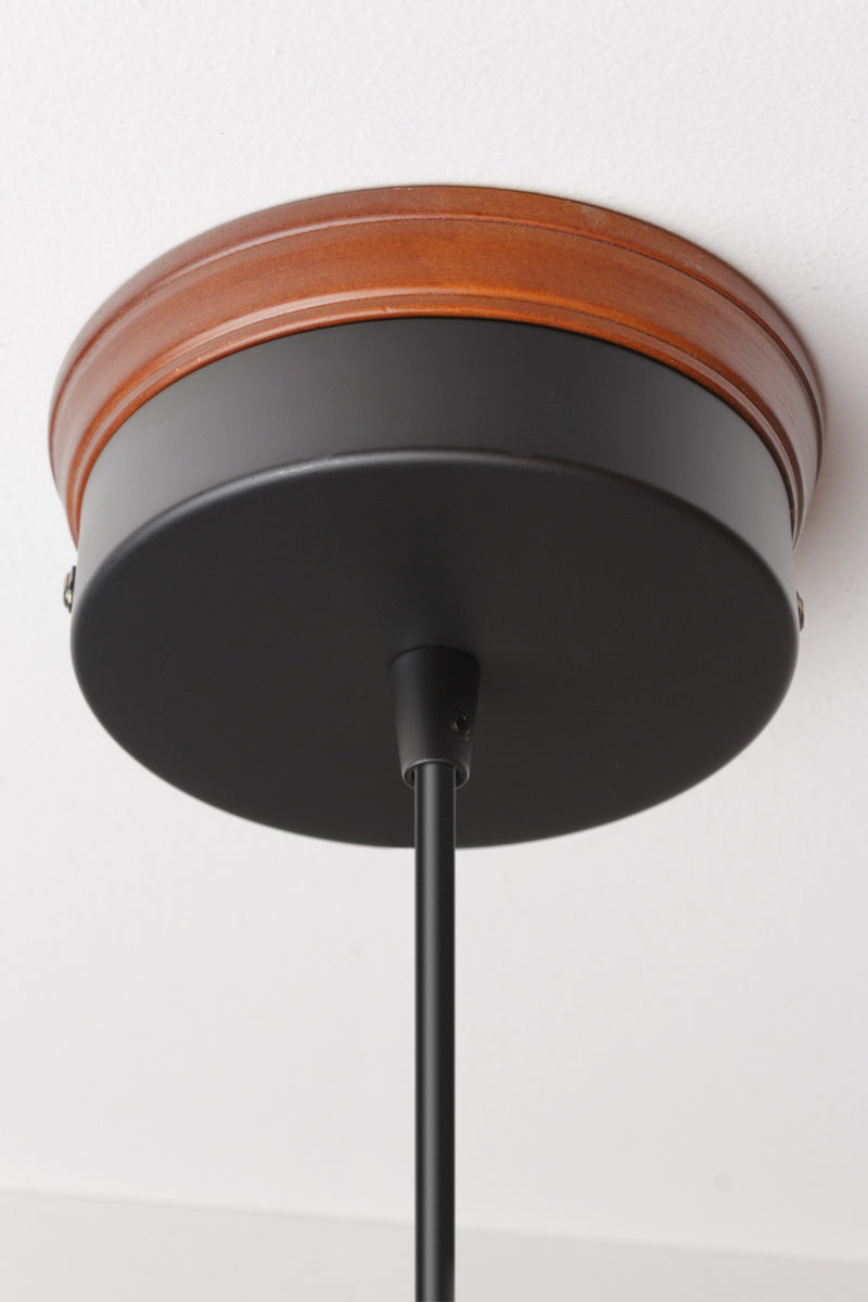 Black pendant cord with wooden mounting block