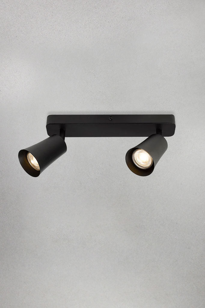 spotlight with 2 lights in black finish