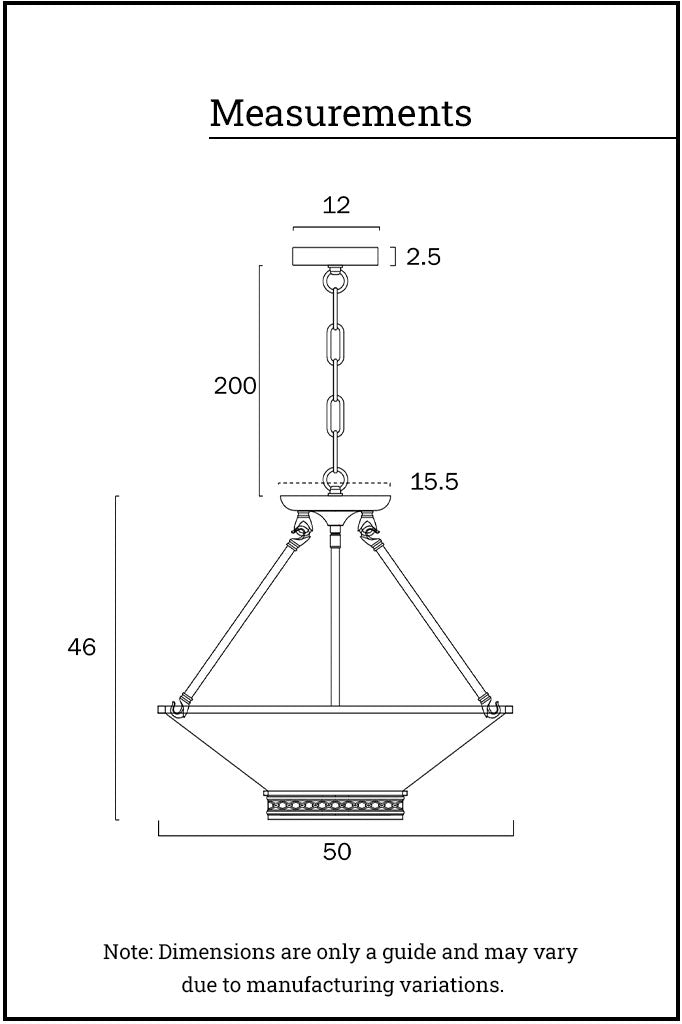 measurements of the pendant light