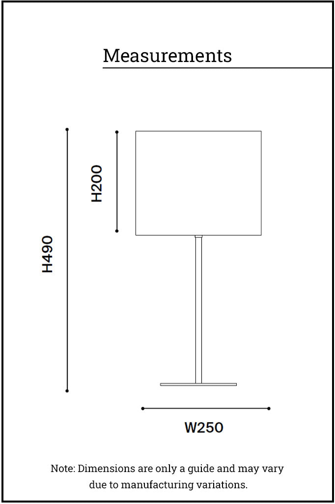 measurements of the table lamp