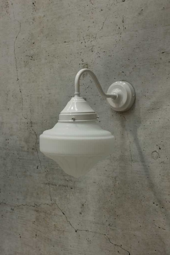 Auberge Gooseneck Exterior Light in white finish with no globe