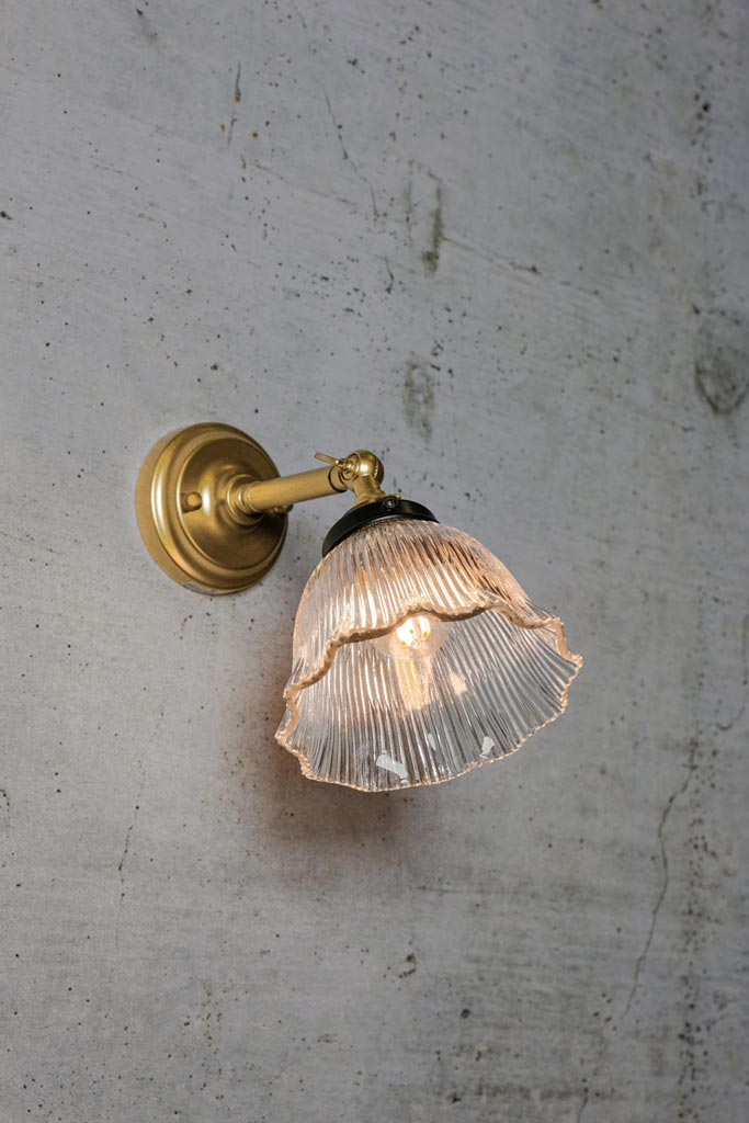 Gold/brass arm with frill shade