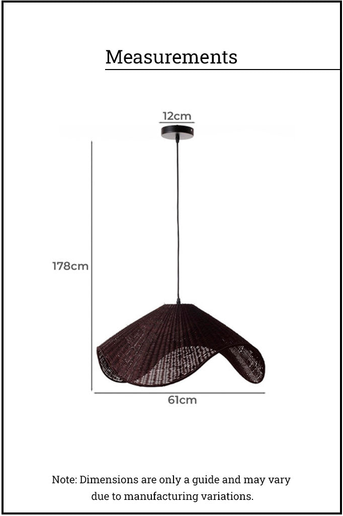 Measurements of the pendant light