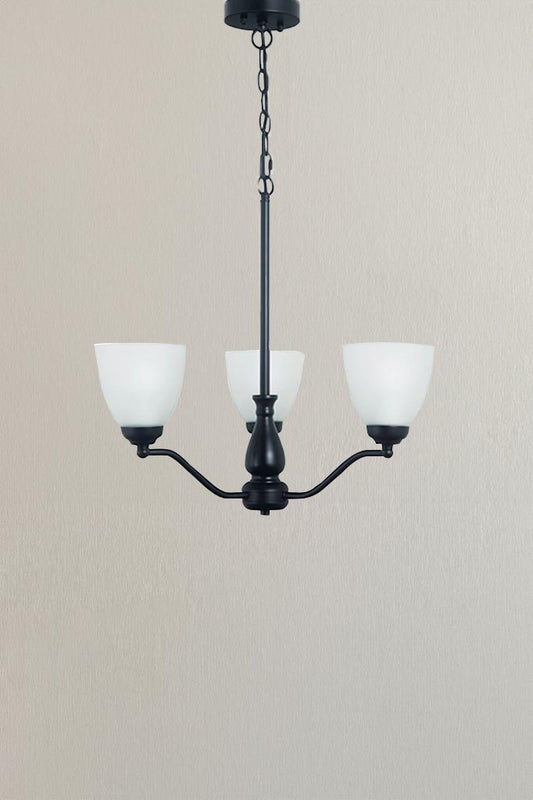 Black glass chandelier 3 lights