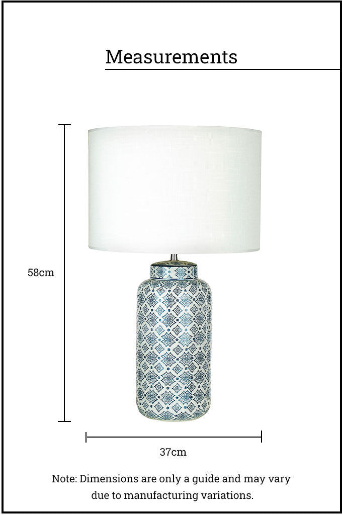 measurements of table lamp