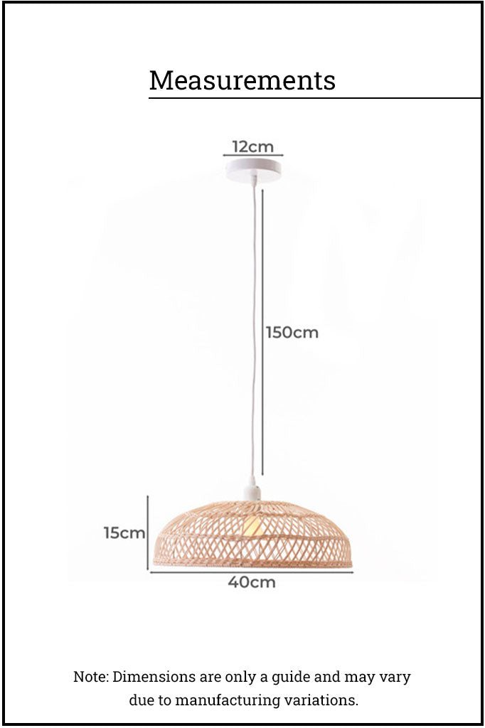 measurements of the small pendant light