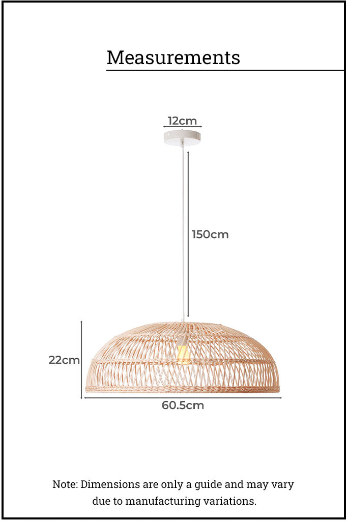 measurements of the large pendant light