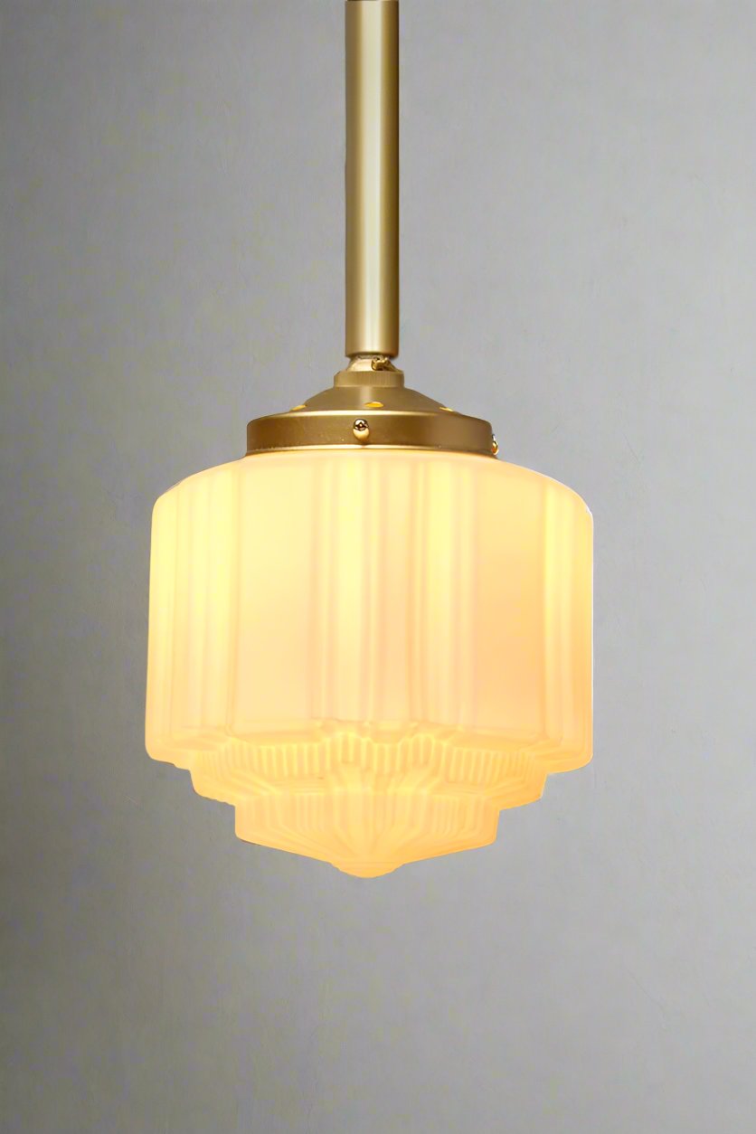 Small art deco pendant with gold pole suspension