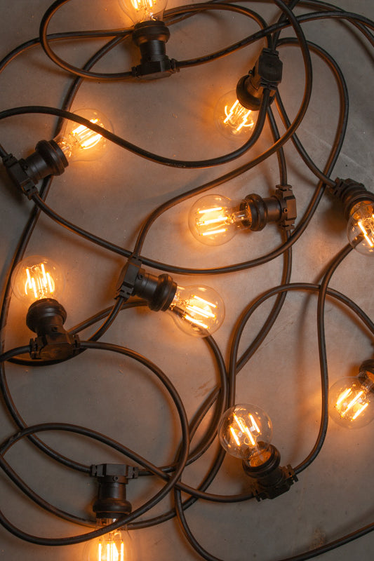 festoon lights on commerical string