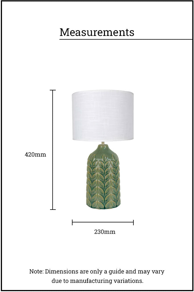 measurements of the table lamp