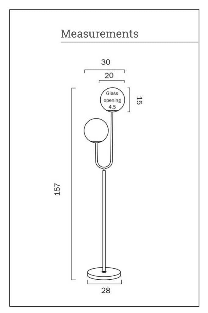 Bowman Twin Floor Lamp Dimension Illustration