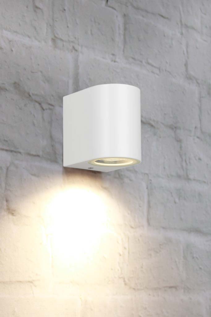 Brookside Outdoor Wall Light in small white.