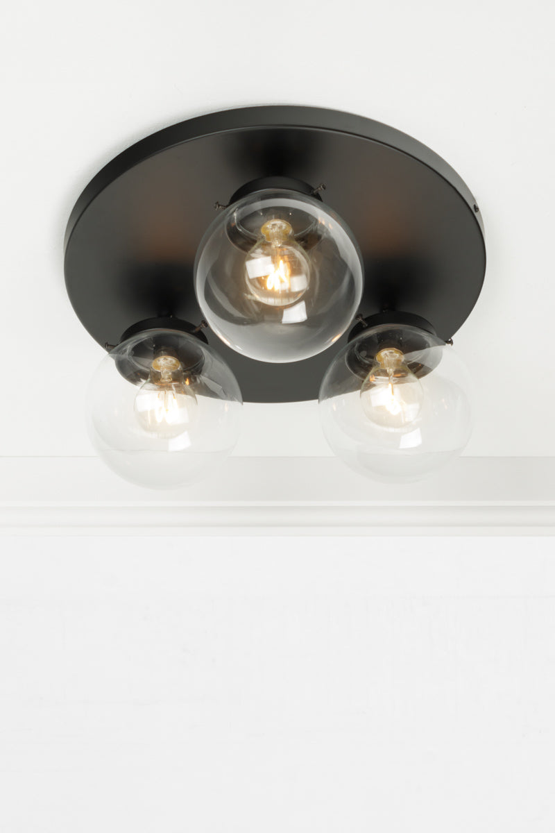 Three light clear shade flush mount