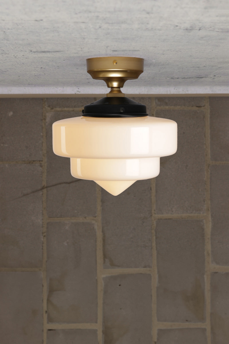 Pensacola Glass Flush Mount Light gold brass small 