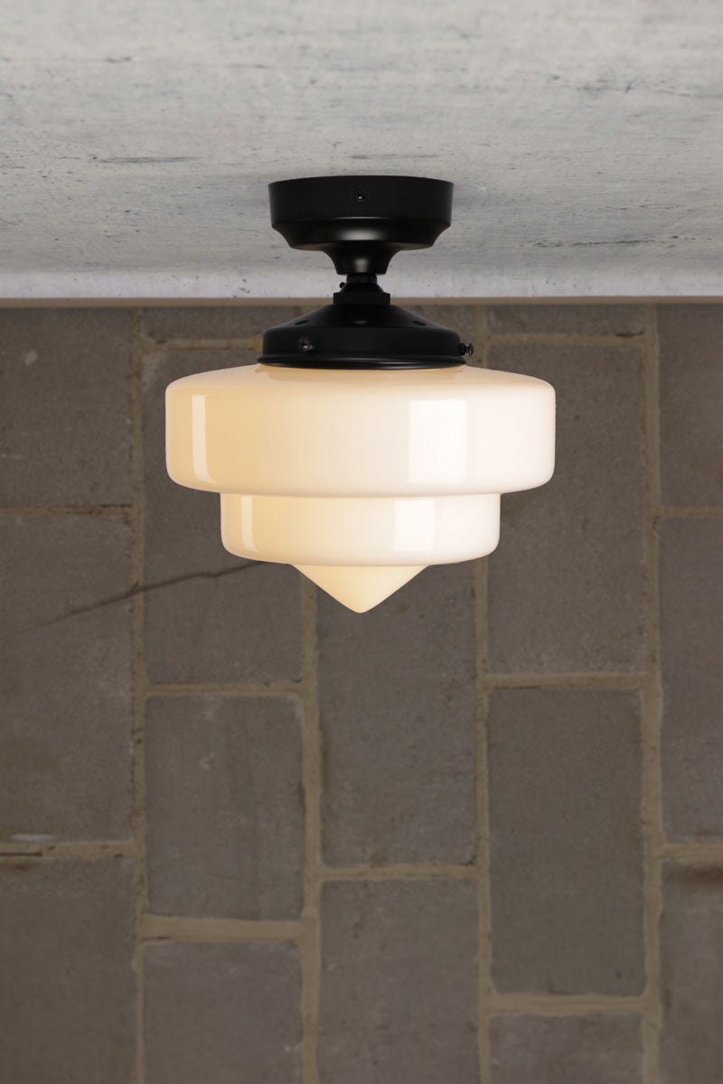 Pensacola Glass Flush Mount Light black small 