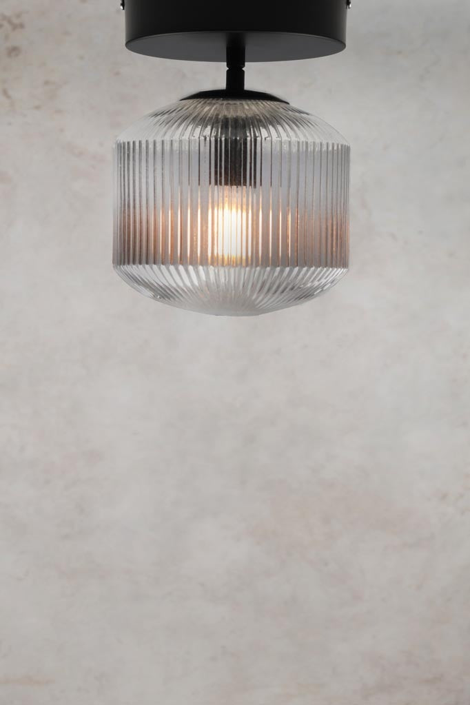 Steller Reeded Glass Ceiling Light clear shade