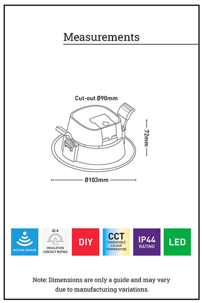 White Downlight measurments