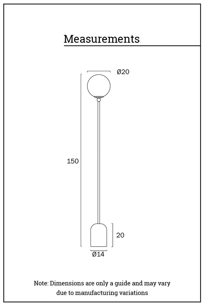 Dimension illustration of the Shorestone Glass Ball Floor Lamp