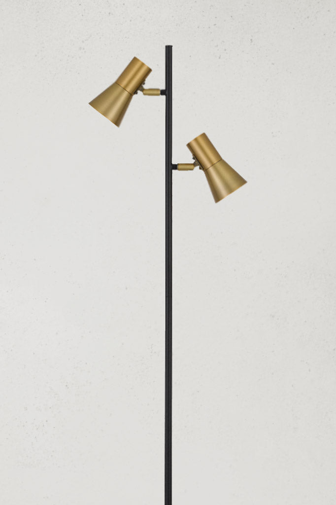 Pannal Floor Lamp with brass shades.