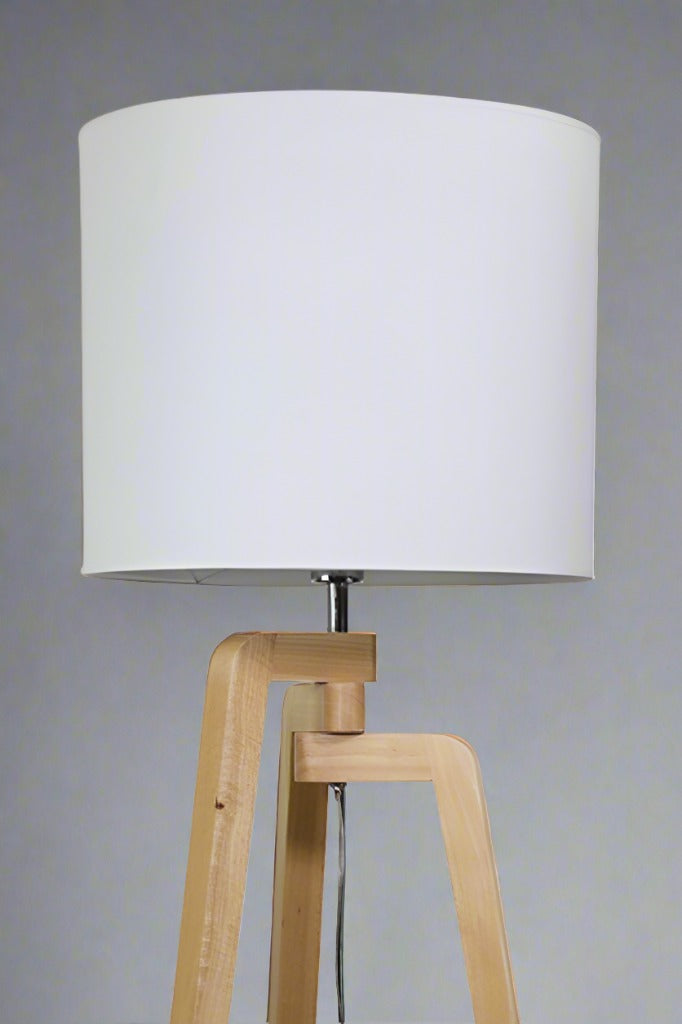 Close up of the shade of the Wooden Tripod Floor Lamp.