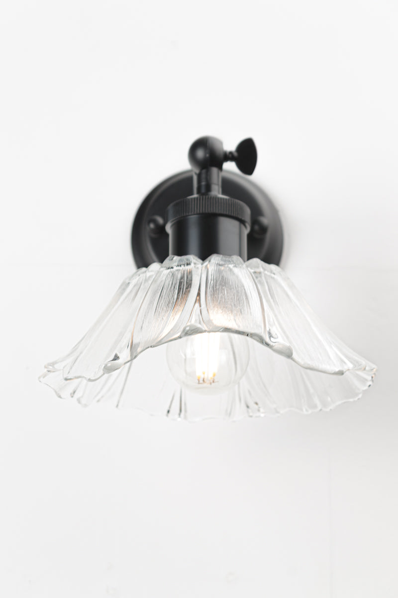 Barfleur glass shade with black wall arm