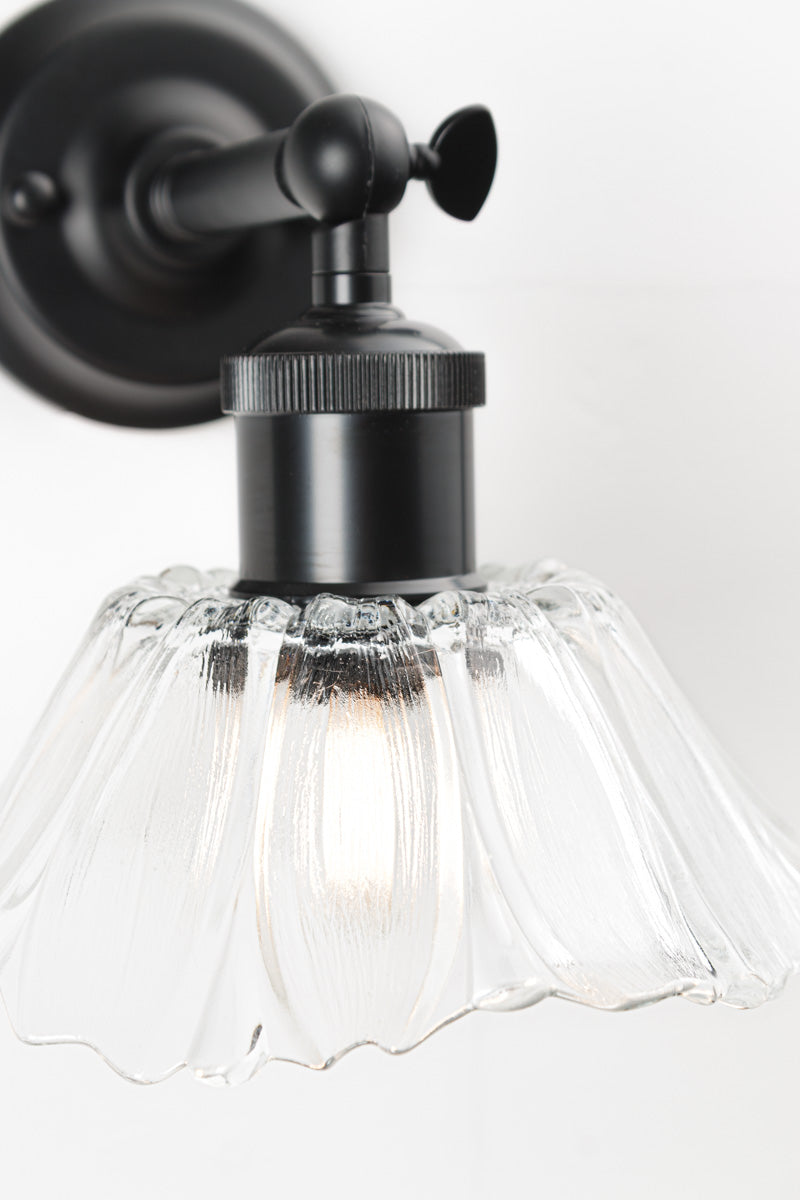 Barfleur glass shade with black wall arm