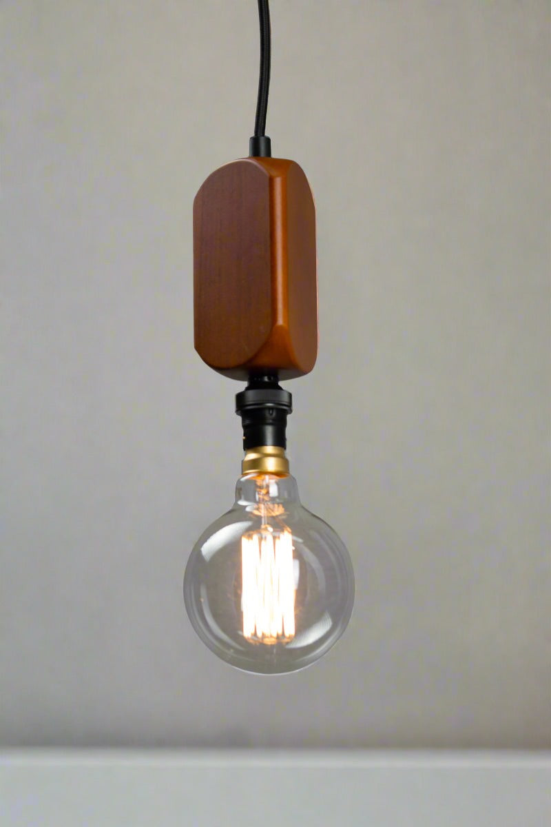 Side view Wood block pendant light