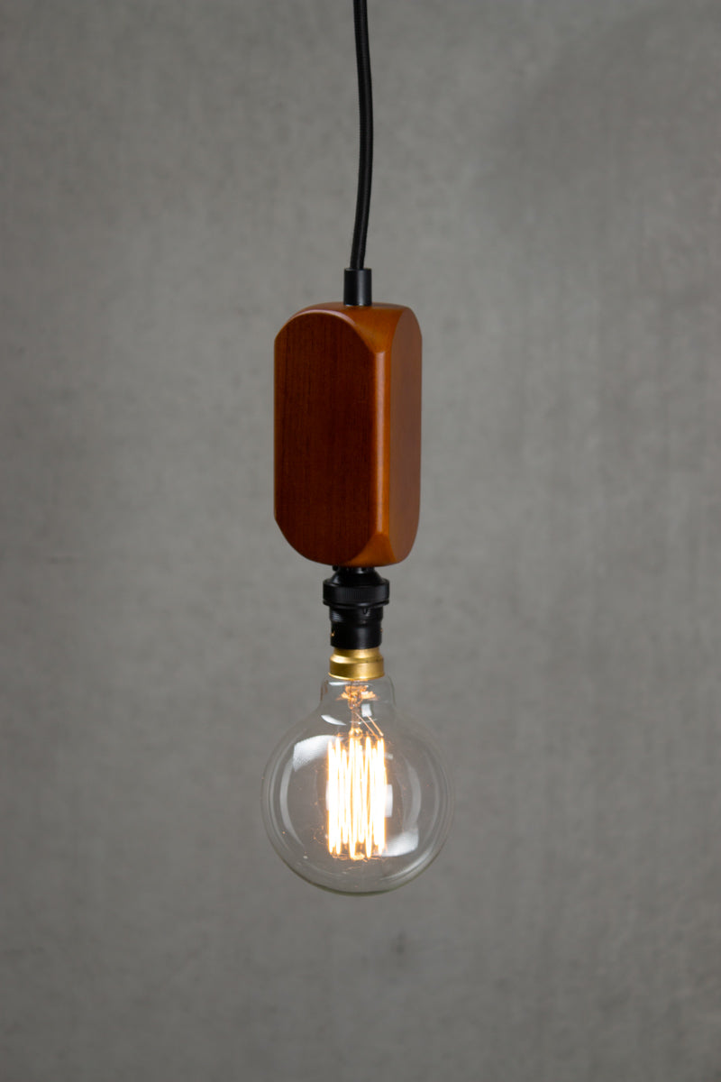 Side view Wood block pendant light