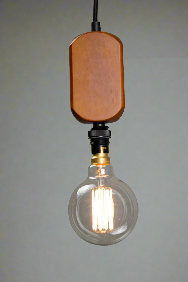 Wood block pendant light