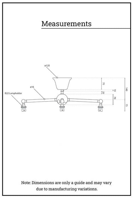 Flush mount fixture dimension illustration from the side. 