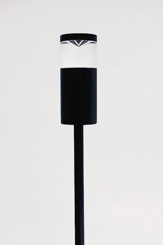 Close up of the head of the Evoy Garden Spike Light in black.