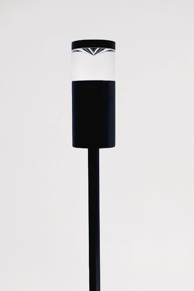 Close up of the head of the Evoy Garden Spike Light in black.