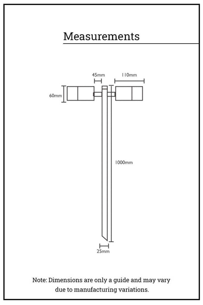 Dimension illustration of the Picton Spike Garden Light.