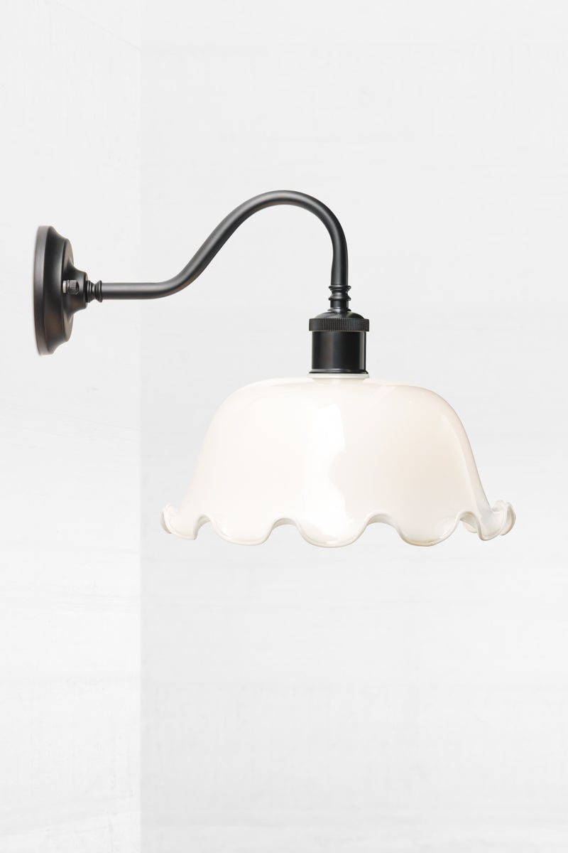 Southington Glass Gooseneck on black Wall Sconce