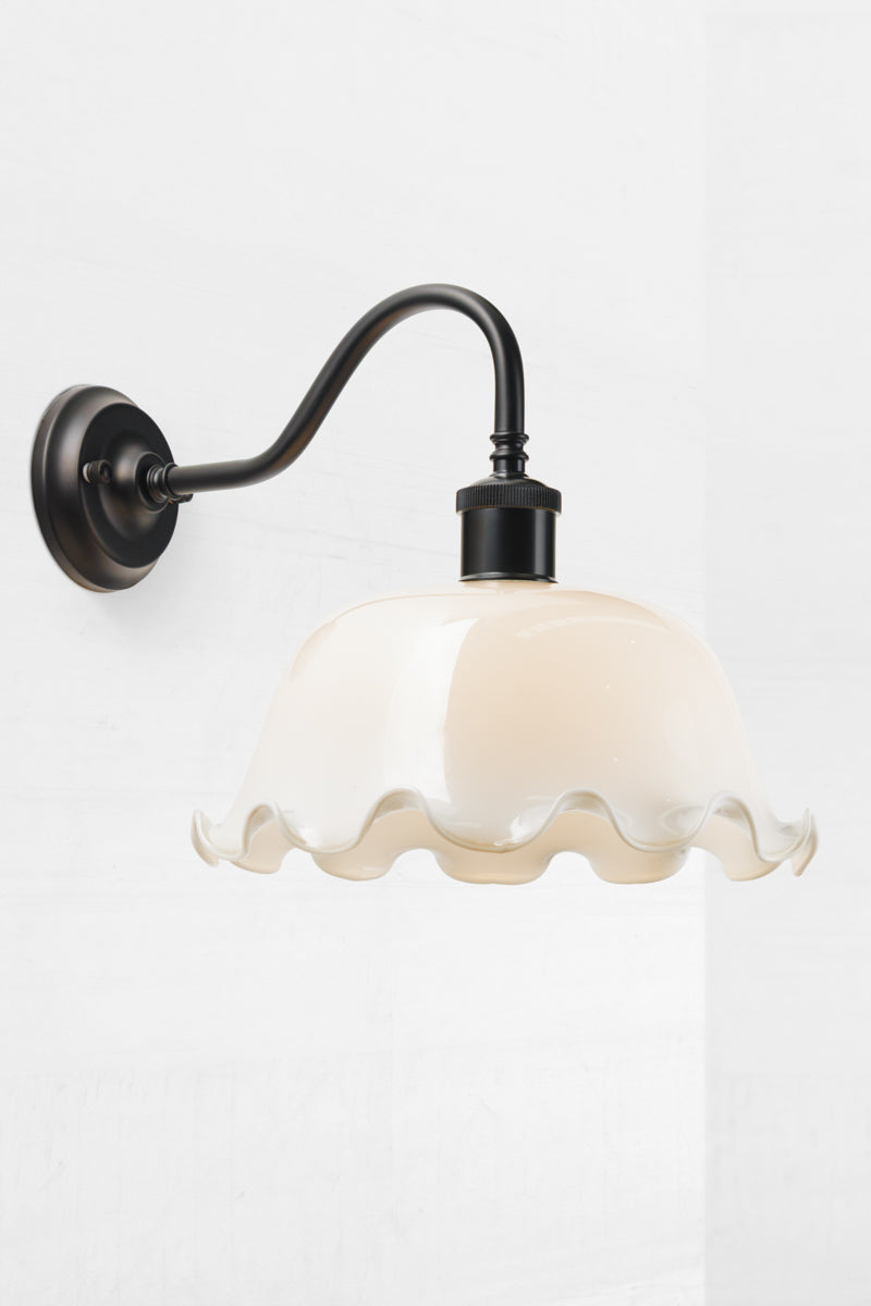 Southington Glass Gooseneck on black Wall Sconce