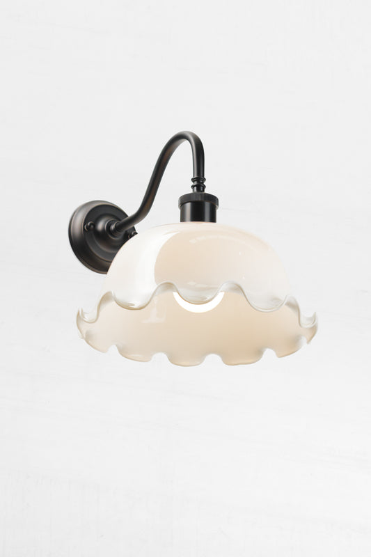 Southington Glass Gooseneck on black Wall Sconce