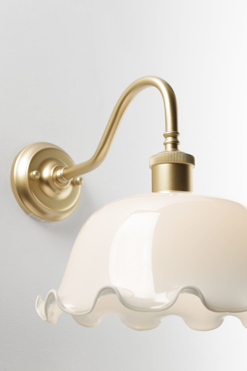 Southington Glass Gooseneck on gold Wall Sconce