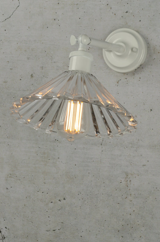 Paris Pleated Glass Wall Light white arm