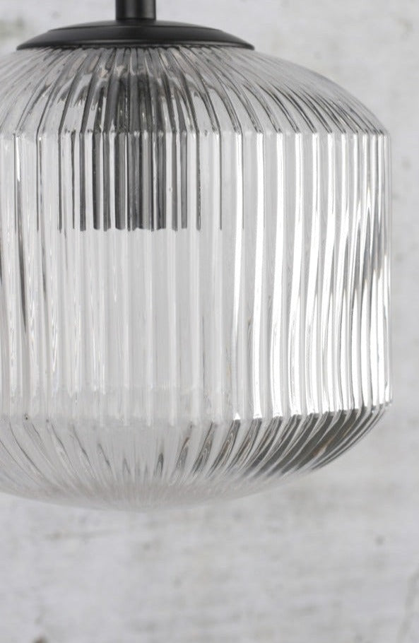 Steller Reeded Glass Ceiling Light Clear