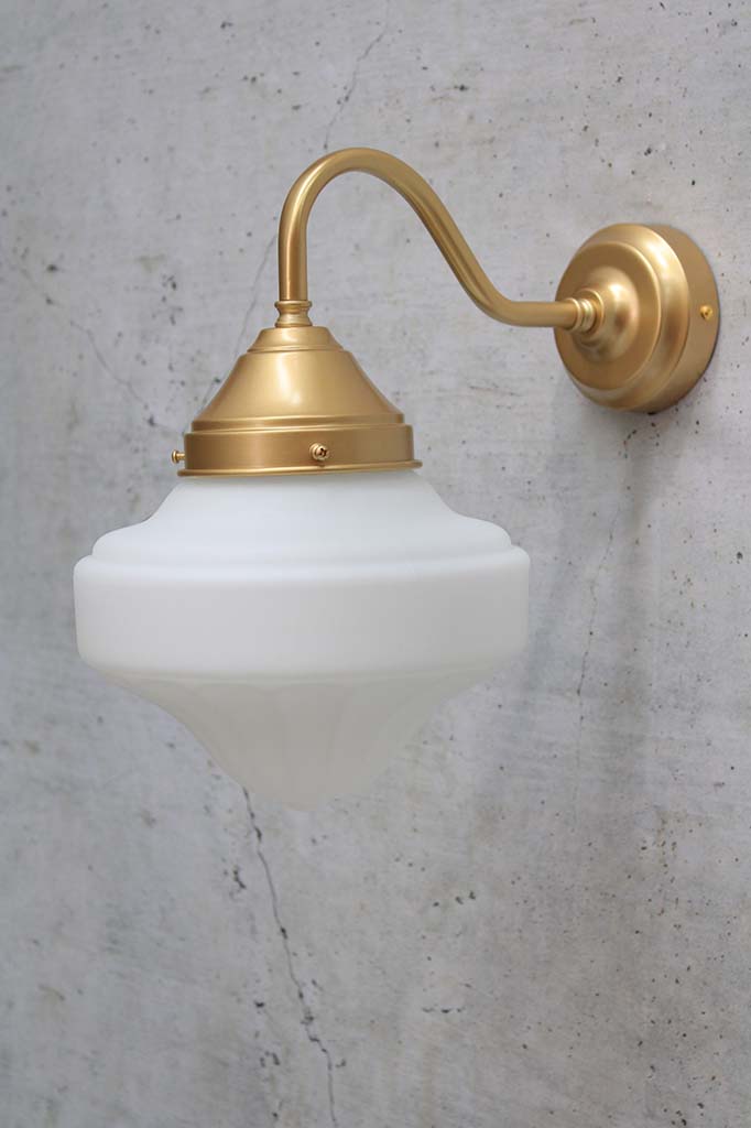 Auberge Gooseneck Exterior Light in brass gold finish with no globe