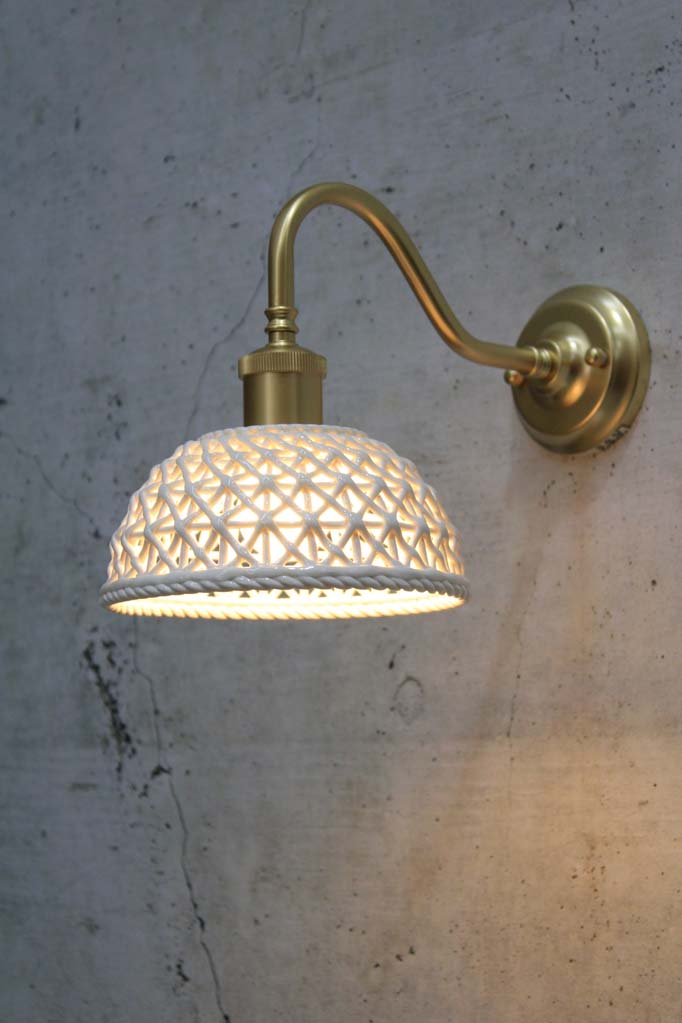 Gooseneck gold brass  on small ceramic shade