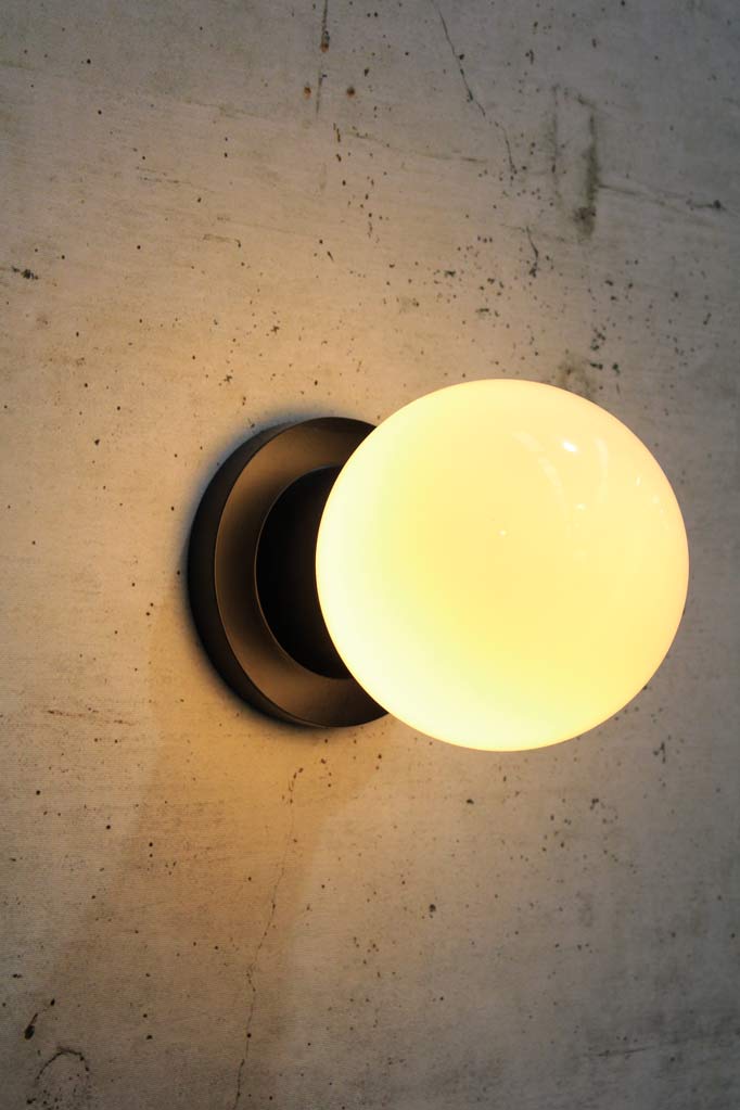 Bunker globe wall light with opal led bulb