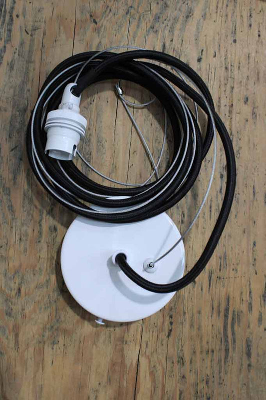 Pendant cord with steel wire in white finish