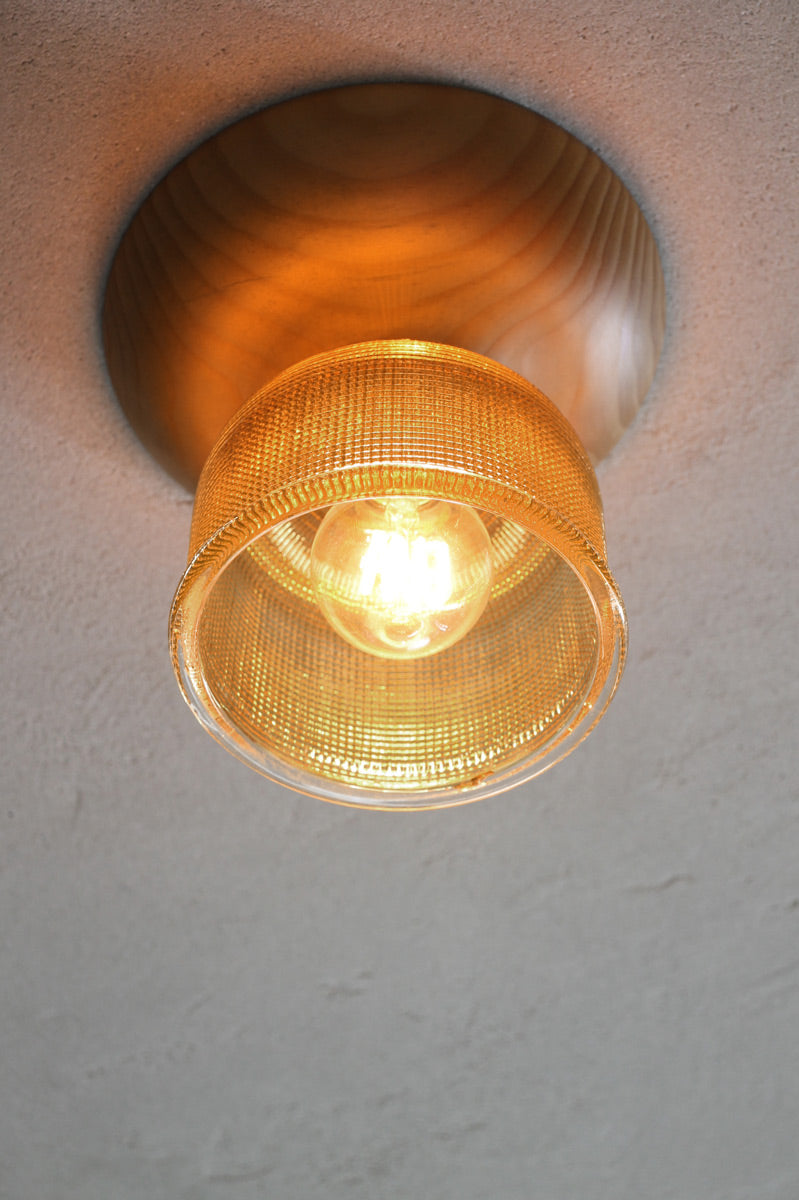 Amber Glass Wood Ceiling Light