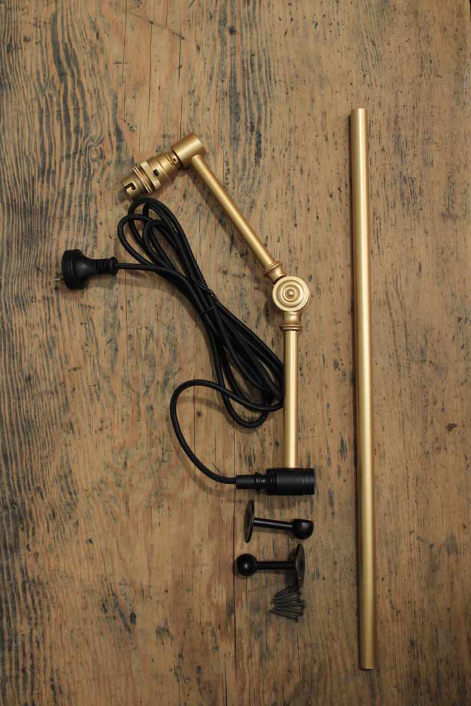 Gold Brass swing arm with wall plug