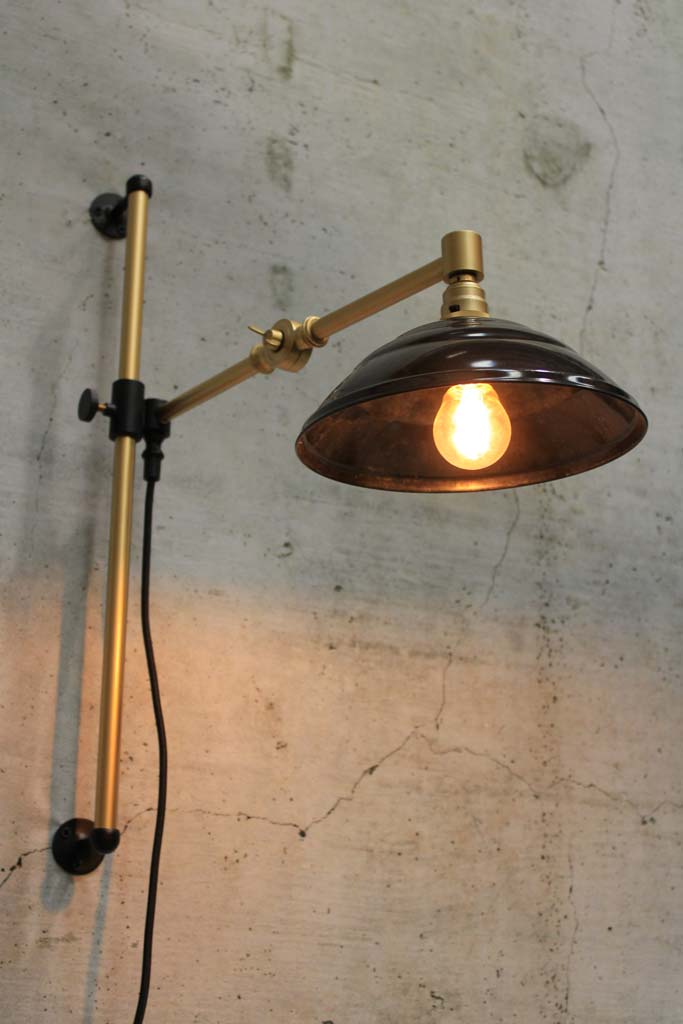 Gold brass Swing Arm Wall Lamp with Black Baketlite shade