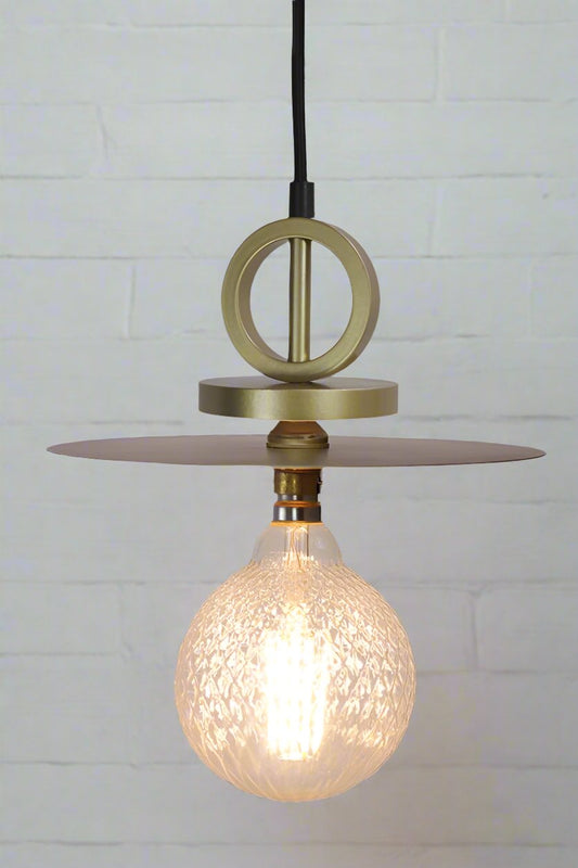 Gold brass disc pendant light