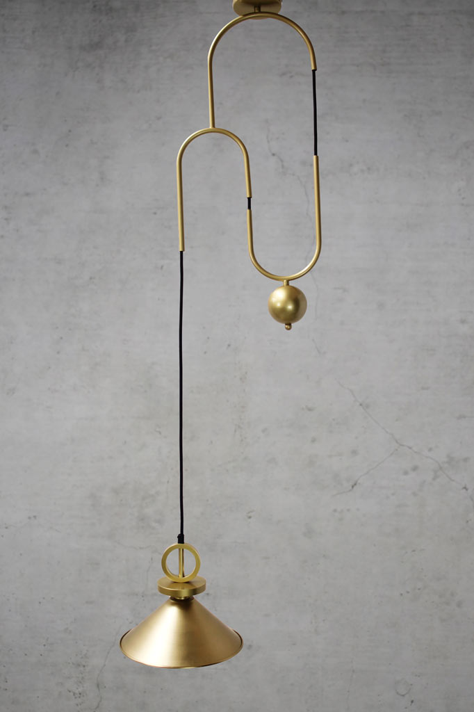 Gold brass pendant light with adjustable length