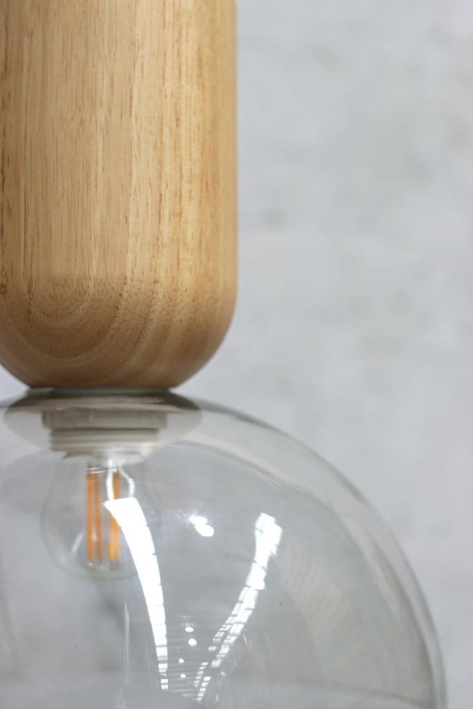 Dome Glass Nord Pendant Light woode detailing